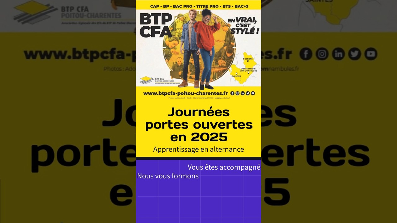 ✨Journées Portes Ouvertes JPO 2025 Découvrez nos #formations aux Métiers du Bâtiment BTP  CFA