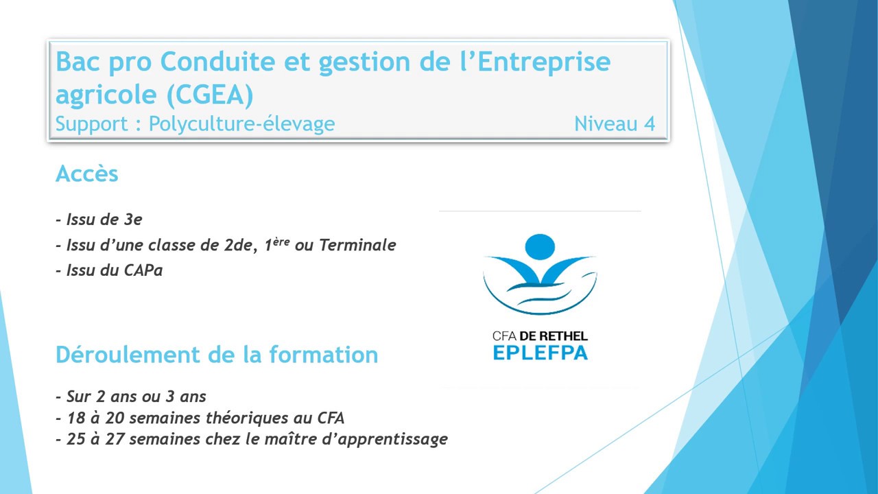 Les formations : BAC Pro CGEA