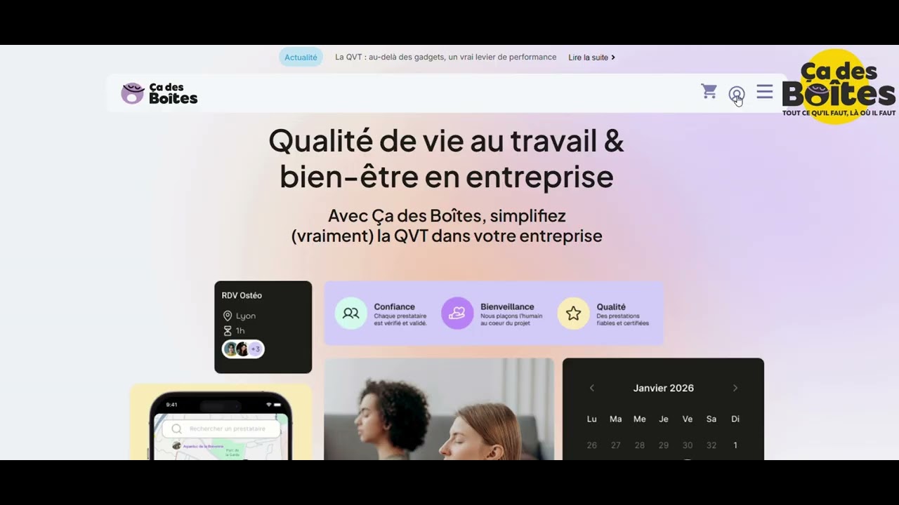Tuto - Connexion à l'espace prestataire de Ça Des Boîtes, La plateforme QVCT