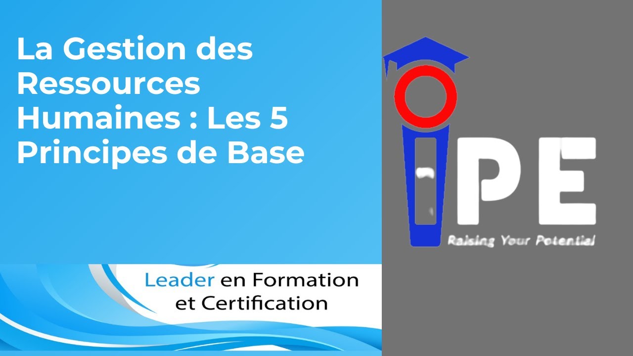 LES 5 PRINCIPES DE BASE DE GESTION DES RESSOURCES HUMAINES