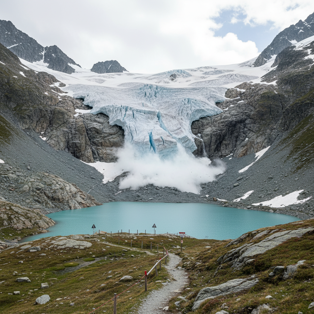 découvrez les détails de l'effondrement spectaculaire d'un glacier en suisse et les alertes des autorités concernant les risques liés à la formation d'un lac artificiel.