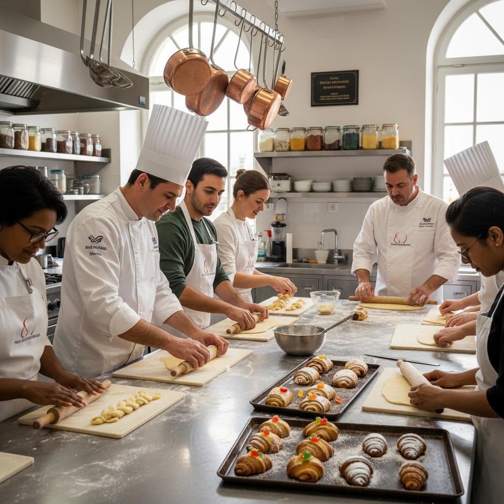découvrez notre formation pâtisserie transfrontalière, un partenariat franco-espagnol unique pour maîtriser l'art des viennoiseries festives et ravir vos papilles.