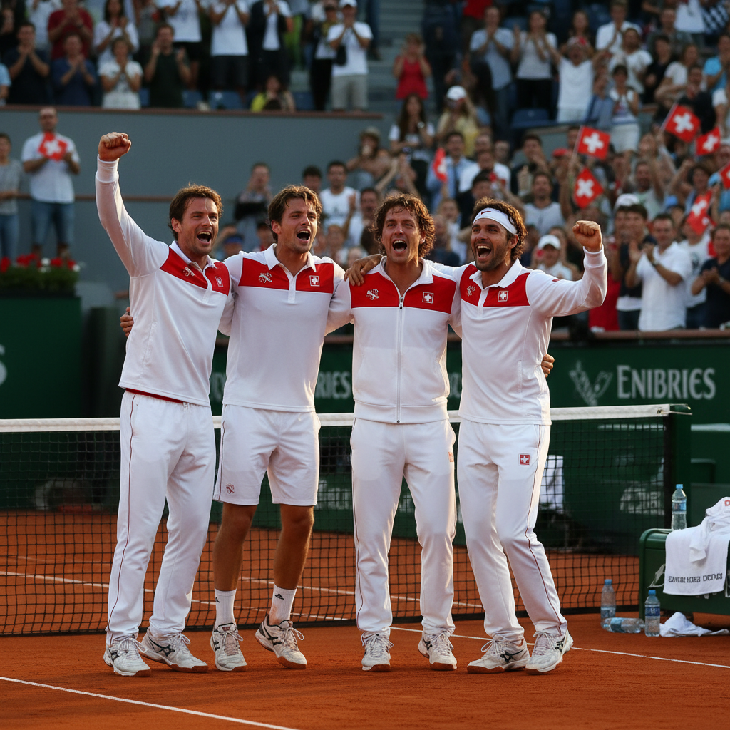 l'équipe suisse triomphe 2-1 face à l'argentine sous la direction de heinz guenthardt, assurant sa place dans le groupe mondial après un match palpitant.