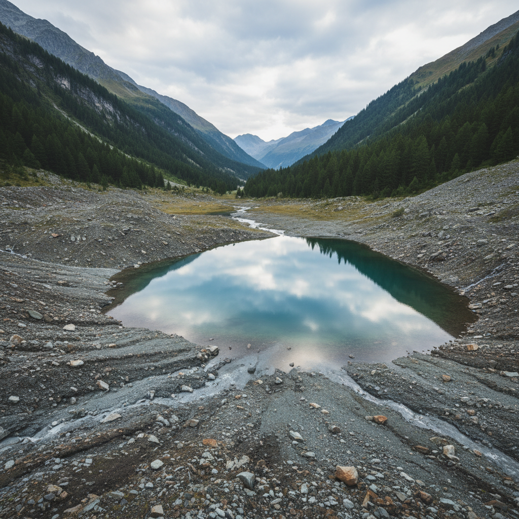 en suisse, la fonte rapide du glacier du birch alerte sur la possible formation d'un nouveau lac, suscitant des inquiétudes quant aux impacts environnementaux et sécuritaires dans la région.